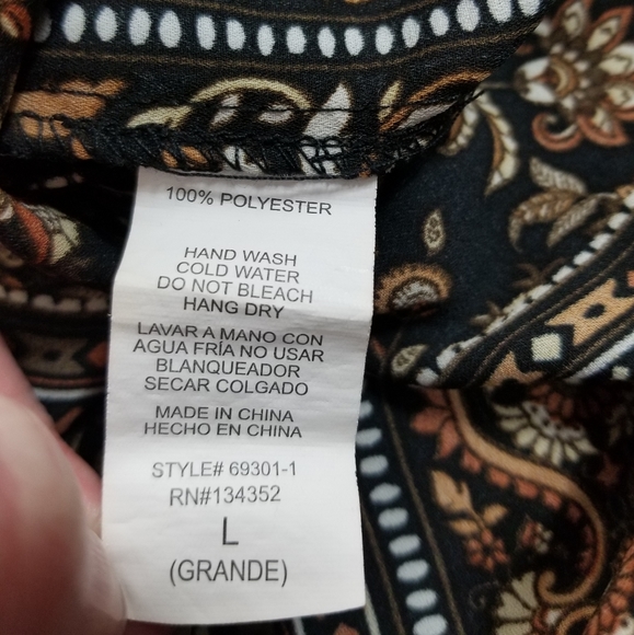 Ambiance Boho 3/4 Zipper Front Flowy Blouse sz L - Picture 7 of 7